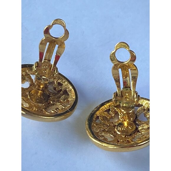 M&S Vintage Gold-Tone Filigree Clip-On Earrings J0207 - Picture 5 of 8